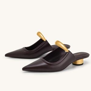 JW PEI Helena Pierced Mules, Burgundy